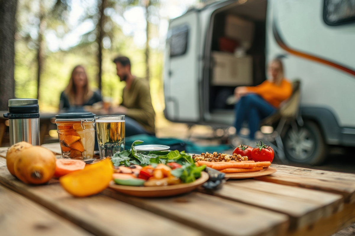 Przygotowywanie posiłku na kempingu w plenerze